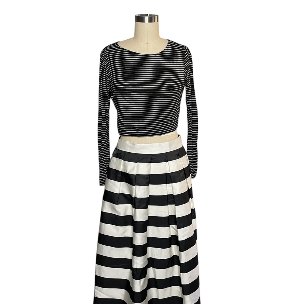 Heart Hips _Black and White Striped Crop Top_S